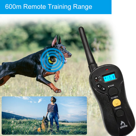 PATPET Dog Training Bark Collar with Remote - 600M Range - Sound, Vibration & Shock - 610 Model